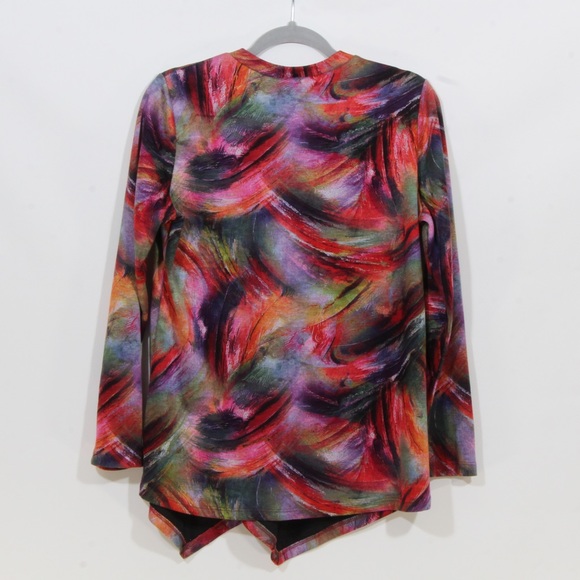 Pure Essence Women's Black Multicolor Long Sleeve Blouse Size Small NWT - Picture 6 of 6